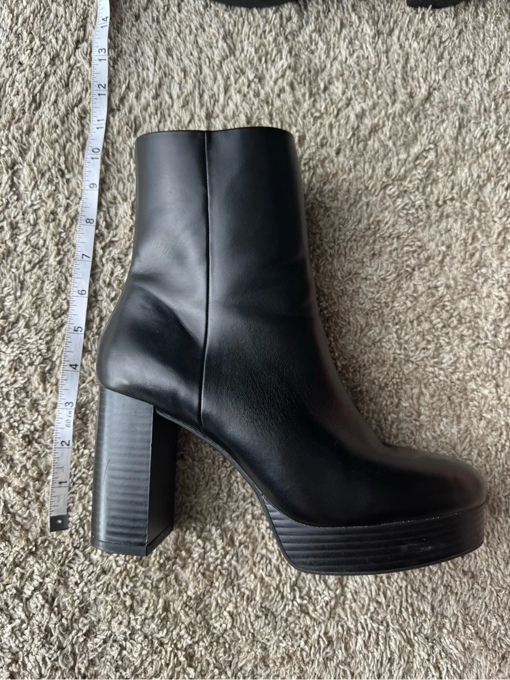 H&M Black Platform Ankle Boots Size 39 US 8-8.5 Chunky Block Heel